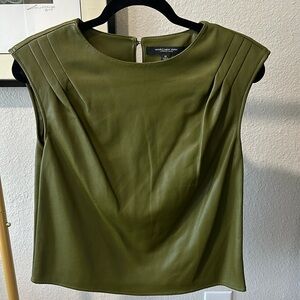 Andrew Marc New York Faux Leather Green Top